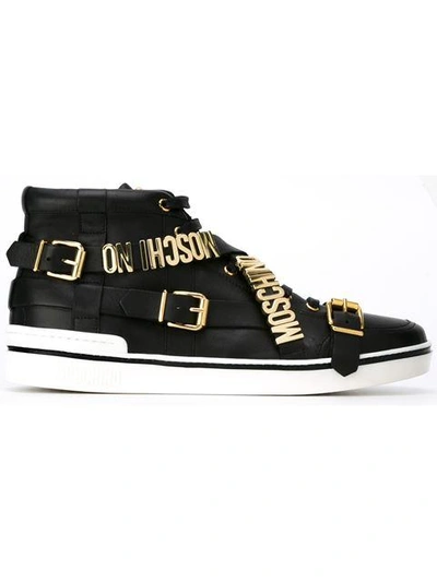 Shop Moschino - Buckle Embellished Sneakers
