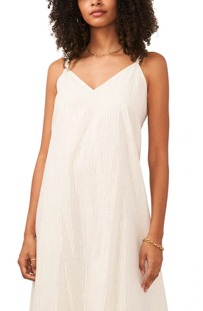 Vince Camuto Metallic Stripe Cotton Maxi Dress In New Ivory