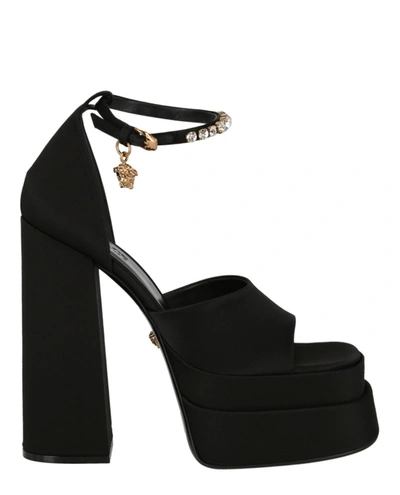 Shop Versace Medusa Aevitas Platform Sandals In Black