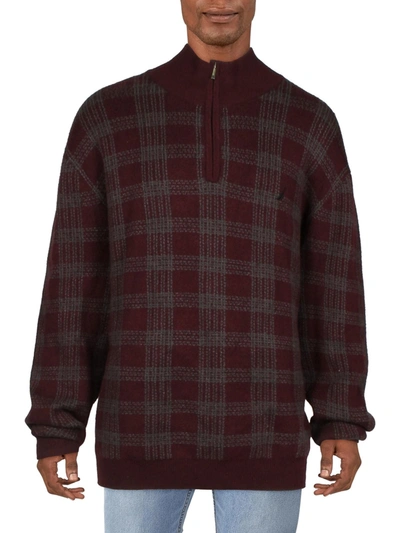 Shop Nautica Plus Mens Mock Neck 1/4 Zip Pullover Sweater In Multi