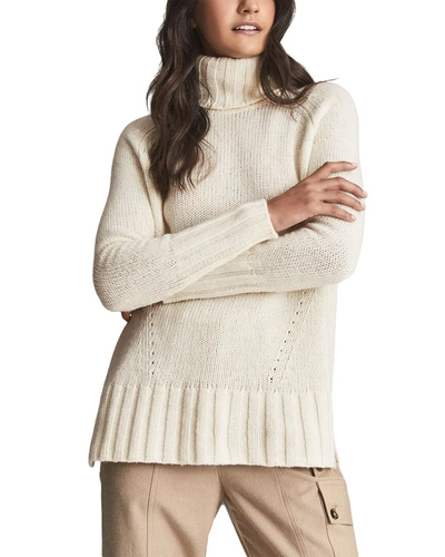 Shop Reiss Stevie Turtleneck Wool-blend Sweater In White