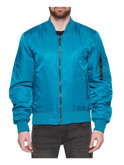 Shop Elevenparis Mens Short Cold Weather Bomber Jacket In Blue