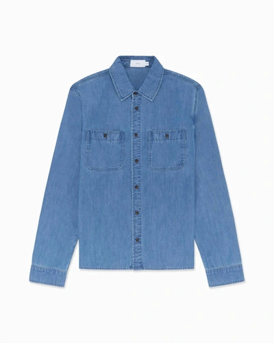Onia Mens Denim Long Sleeve Shirt In Light Wash In Blue