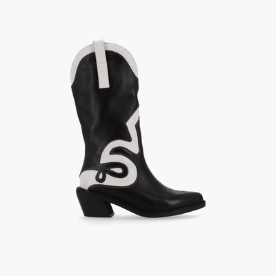 Shop Alohas Mount Texas Black White Leather Boots