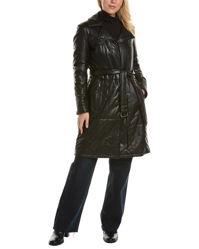 Shop Kenneth Cole Belted Trench Coat In Black