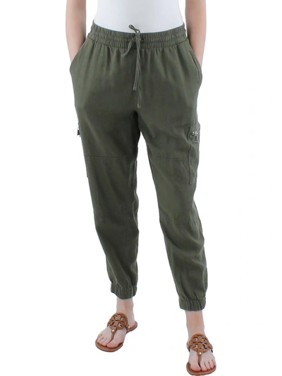 Shop Dkny Jeans Womens Linen Drawstring Cargo Pants In Green