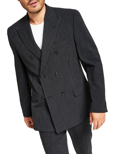 Shop Alfani Mens Slim Fit Suit Separate Double-breasted Blazer In Black