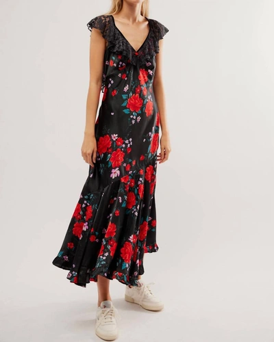 Free People Warm Hearts Midi Dress In Black Combo In Black