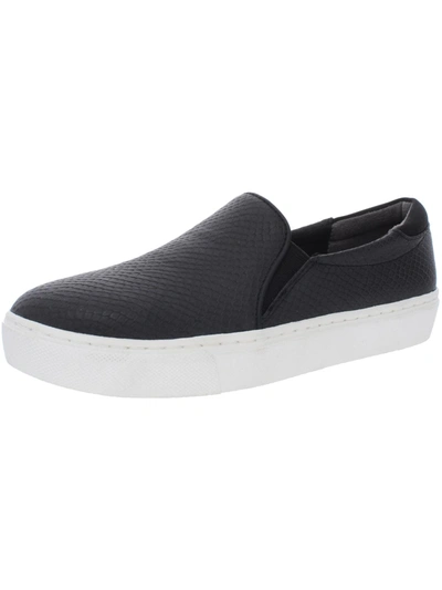 Shop Dr. Scholl's Shoes New Day Womens Faux Leather Lifestyle Slip-on Sneakers In Black