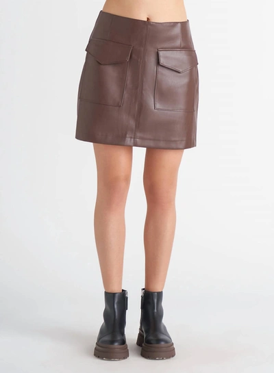 Shop Dex Faux Leather Mini Skirt In Rustic Brown