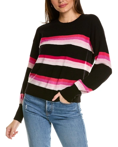 Shop Scott & Scott London Pippa Stripe Wool & Cashmere-blend Sweater In Black