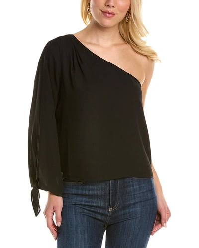 Shop Krisa One-shoulder Blouse In Black