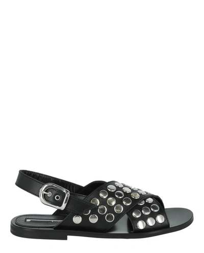 Shop Mcq By Alexander Mcqueen Studded Leather Sandals In Black