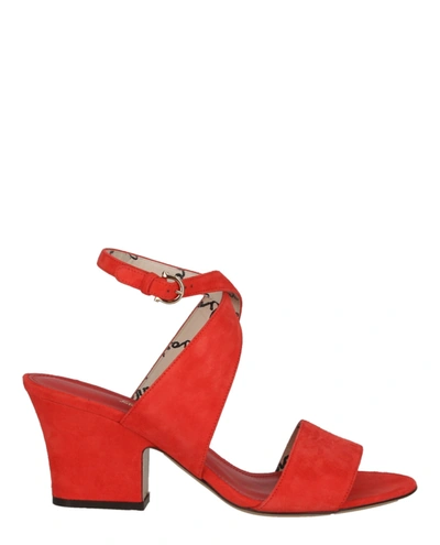 Shop Ferragamo Sheena Suede Heel Sandals In Red