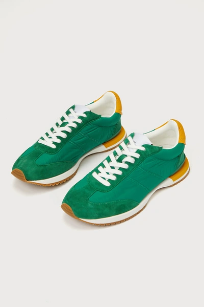 Shop Steve Madden Giaa Green Suede Leather Lace-up Sneakers