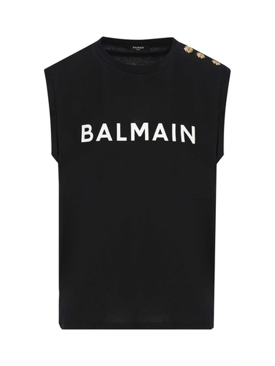 Shop Balmain Top In Noir/blanc