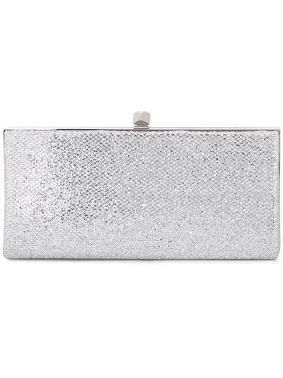 Jimmy Choo Celeste Oversized Glitter Clutch In Silver