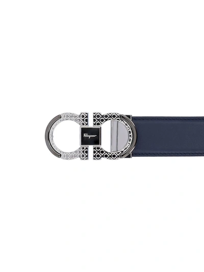 Shop Ferragamo Salvatore  Belts In Bluemarine/black/silver