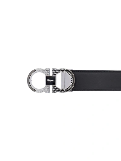 Shop Ferragamo Salvatore  Belts In Bluemarine/black/silver