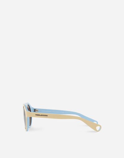 Shop Dolce & Gabbana Mimmo Sunglasses In Beige And Light Blue