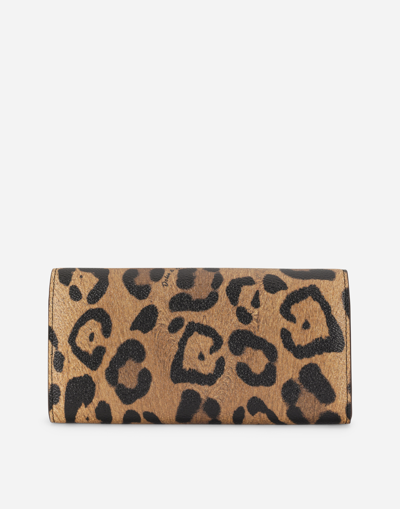 Shop Dolce & Gabbana Leopard-print Crespo Continental Wallet With Branded Plate In Multicolor