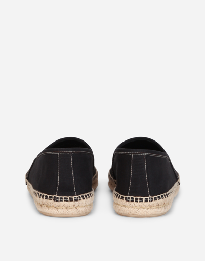 Shop Dolce & Gabbana Canvas Espadrilles With Coat Of Arms Embroidery In Black