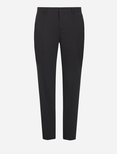 Shop Dolce & Gabbana Trousers In Stretch Wool In Black