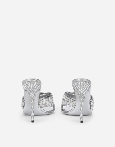 Dolce & Gabbana Keira 90 Leather Sandals - Women's - Leather/fabric In Silver