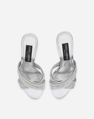 Dolce & Gabbana Keira 90 Leather Sandals - Women's - Leather/fabric In Silver
