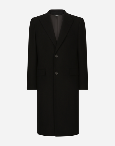 Shop Dolce & Gabbana Single-breasted Wool Coat In Black