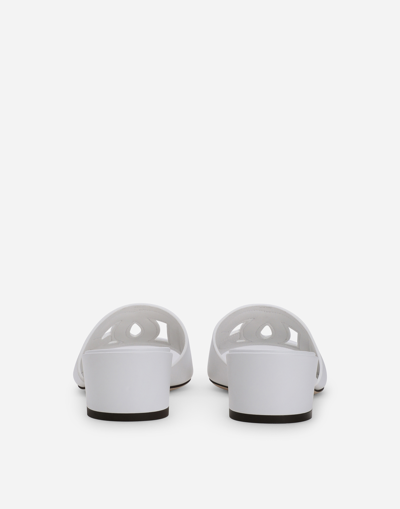 Dolce & Gabbana White Mules With Low Heel And Dg Millennials Detail In Smooth Leather