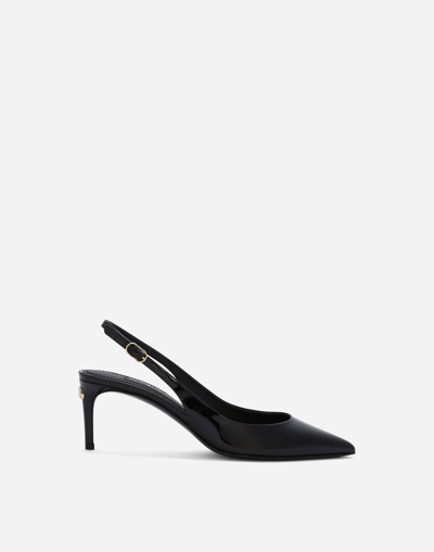 Shop Dolce & Gabbana Patent Leather Cardinale Slingbacks In Black