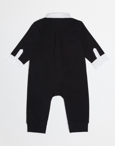 Shop Dolce & Gabbana Tuxedo Onesie In Cotton In Black