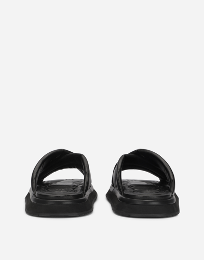Shop Dolce & Gabbana Nappa-look Fabric Sandals In Black