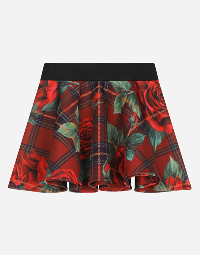 Shop Dolce & Gabbana Scuba Circle Skirt With Branded Elasticated Waistband In Red