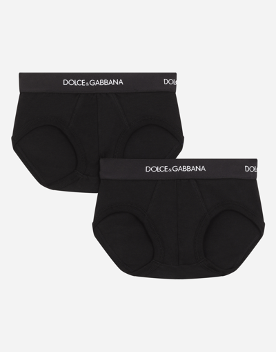Dolce & Gabbana Kids' Pack Of 2 Logo-waistband Boxer Shorts In Black