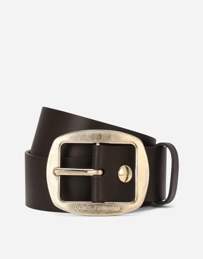 Shop Dolce & Gabbana Calfskin Belt In Brown