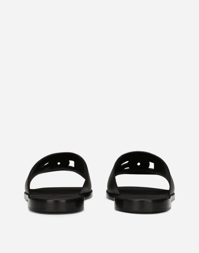 Dolce & Gabbana Black Sandals With Dg Logo Cut-out In Leather Man In Gray
