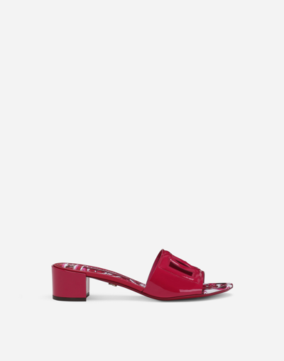 Dolce & Gabbana Dg Patent Leather Mules In Cyclamen
