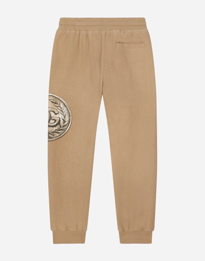 Shop Dolce & Gabbana Cotton Jogging Pants With Coin Print In Beige