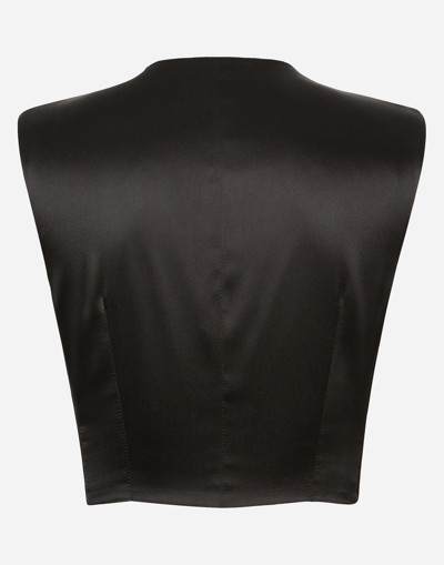 Dolce & Gabbana Number-patch Tailored Cropped Vest In Black