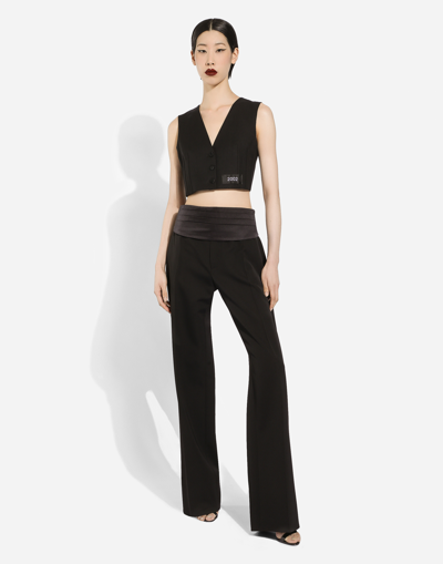 Dolce & Gabbana Number-patch Tailored Cropped Vest In Black