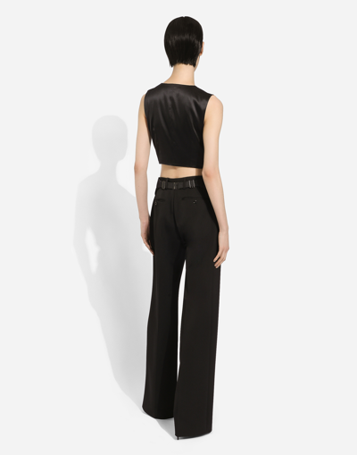 Dolce & Gabbana Number-patch Tailored Cropped Vest In Black