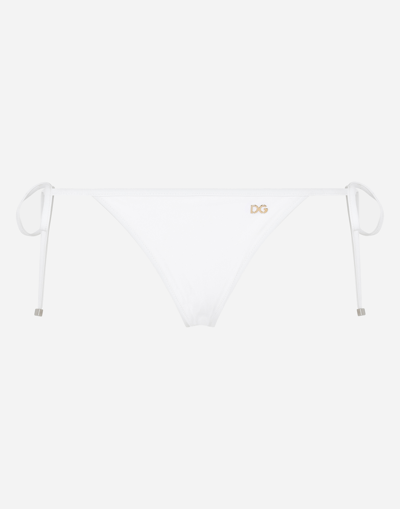 Shop Dolce & Gabbana String Bikini Bottoms In White