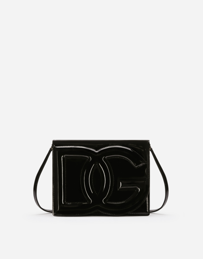 Shop Dolce & Gabbana Patent Leather Crossbody Bag With Logo In Black