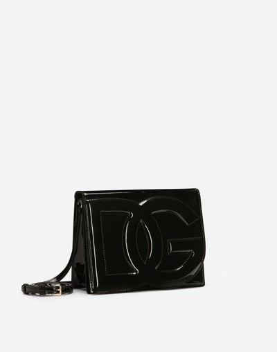 Shop Dolce & Gabbana Patent Leather Crossbody Bag With Logo In Black