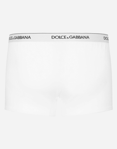Shop Dolce & Gabbana Stretch Cotton Regular-fit Boxers Two-pack In White