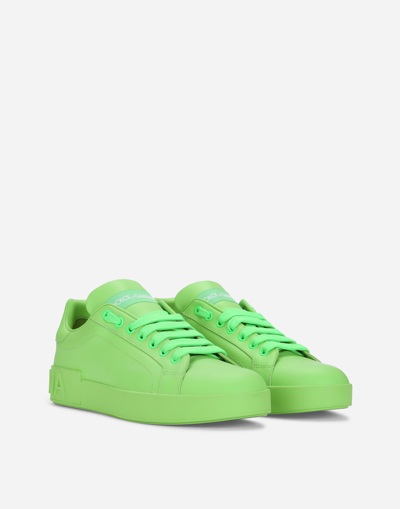 Dolce & Gabbana Low-top Sneakers Portofino Nappa Leather In Green