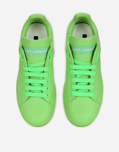 Dolce & Gabbana Low-top Sneakers Portofino Nappa Leather In Green