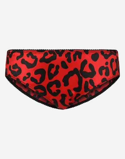 Shop Dolce & Gabbana Leopard-print Satin Panties In Multicolor